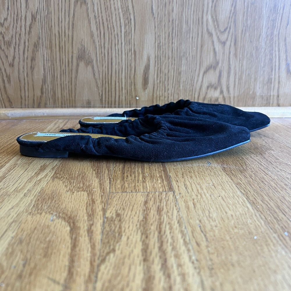 $350 Reike Nen Women's Black Suede Ruched Slip-On Flat Shoes Size 39 EU/8.5 - Picture 3 of 11